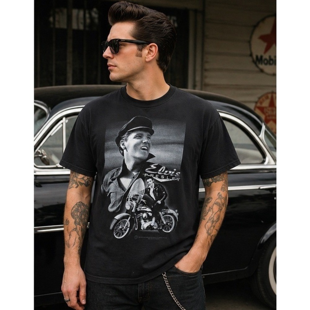 2003 Elvis Presley Graphic T-Shirt XL Vintage Style Rockabilly Tee Band Shirt